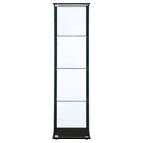 Cyclamen 4-shelf Clear Glass Curio Display Cabinet Black