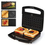 3-in-1 Sandwich/Waffle Maker – 5-Min Waffles, Glass Top