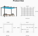 PURPLE LEAF Outdoor Pergola with Retractable Canopy Aluminum Shelter for Beach Porch Garden Shade Pavilion Pergola with Curtains