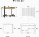 PURPLE LEAF Outdoor Pergola with Retractable Canopy Aluminum Shelter for Beach Porch Garden Shade Pavilion Pergola with Curtains
