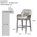PURPLE LEAF Modern Bar Stools Aluminum Bar Stool with Cushion for Indoor and Outdoor, Kitchen Island