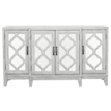 Mckellen 4-door Wood Trellis Accent Cabinet Distressed White