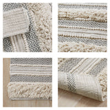 Hand-Woven Shaggy Boho Bath Runner, Grey