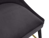 Sleek Contemporary Bar Stool Set of 2 - Luxe Design with Matte Black Legs and Gold Tips for Style