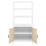 Amherst 3-shelf Radio Weave Cane Metal Accent Cabinet White