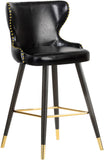 Hendrix Contemporary Faux Leather Bar Stools with Espresso Legs and Gold Footrest - Set of 2