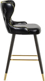 Hendrix Contemporary Faux Leather Bar Stools with Espresso Legs and Gold Footrest - Set of 2