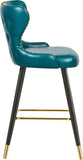 Hendrix Contemporary Faux Leather Bar Stools with Espresso Legs and Gold Footrest - Set of 2