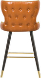 Hendrix Contemporary Faux Leather Bar Stools with Espresso Legs and Gold Footrest - Set of 2