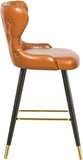Hendrix Contemporary Faux Leather Bar Stools with Espresso Legs and Gold Footrest - Set of 2