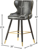 Hendrix Contemporary Faux Leather Bar Stools with Espresso Legs and Gold Footrest - Set of 2
