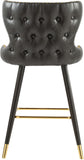 Hendrix Contemporary Faux Leather Bar Stools with Espresso Legs and Gold Footrest - Set of 2