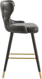 Hendrix Contemporary Faux Leather Bar Stools with Espresso Legs and Gold Footrest - Set of 2