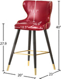 Hendrix Contemporary Faux Leather Bar Stools with Espresso Legs and Gold Footrest - Set of 2