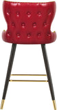 Hendrix Contemporary Faux Leather Bar Stools with Espresso Legs and Gold Footrest - Set of 2