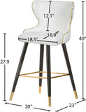 Hendrix Contemporary Faux Leather Bar Stools with Espresso Legs and Gold Footrest - Set of 2