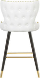 Hendrix Contemporary Faux Leather Bar Stools with Espresso Legs and Gold Footrest - Set of 2