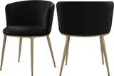 Skylar Contemporary Dining Chair Set of 2 - Stylish Velvet Seating with Gold Legs for Modern Homes