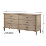 70"W 6-Drawer Modern Classic Wood Dresser, Light Natural *