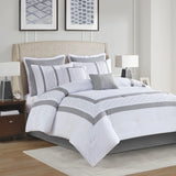8 Piece Embroidered Comforter Set, White