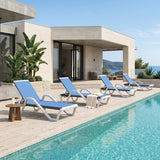 PURPLE LEAF Patio Chaise Lounge Plastic Pool Outdoor Lounge Chair with Aluminum Frame Stackable Patio Tanning Chairs for Poolside Sunbathing Beach Deck Yard