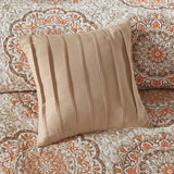 6 Piece Floral Medallion Reversible Quilt Set, Orange