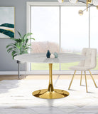 Tulip Contemporary Dining Table with Elegant Faux Marble Top and Stylish Base for Small Spaces
