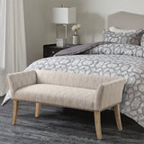 Flared Low Arm Low Back Accent Bench, Taupe Patterned
