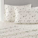 Winter Flannel Cotton Sheet Set, Black Pine Trees White