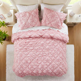 Bowtie Piece Lightweight Puffy Floral Comforter Set, Pink