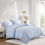 Soft Bow Embroidered Quilt Mini Set, Blue