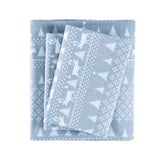 Cotton Flannel Winter Sheet Set, Winter Forest Blue