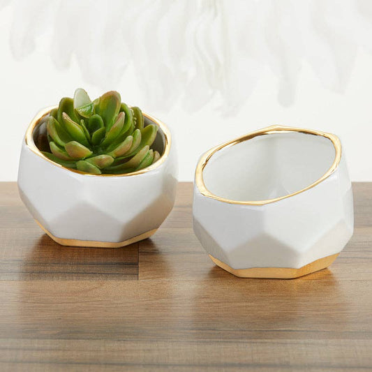 Geometric Ceramic Planter Set of 3 for Home Decor