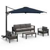 5-Piece Aluminum Patio Sofa Set with Umbrella and Armchairs