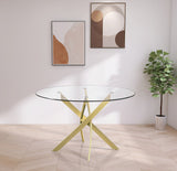 Xander Contemporary Dining Table with Elegant Tempered Glass Top and Stunning Metal Base Design
