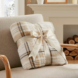 Plaid Velvety Shepra Heated Throw, Tan