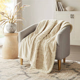 Oversized Textured Faux Fur Heated Throw Blanket
