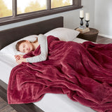 Heated Plush and Berber Electric Bedding Blanket, Red