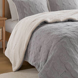 Cable Knit Chenille in Sherpa Reverse Comforter Set, Gray