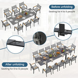 12-Person All-Aluminum Patio Dining Set, Extendable Table