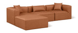 Cube - 4 Piece Modular Sectional With Chaise - Cognac