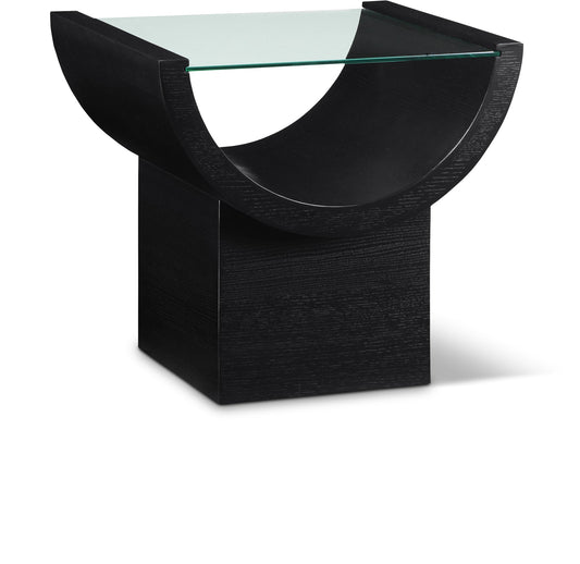 Beverwil End Table - Art Deco Glamour with Elegant Glass Top and Stunning Geometric Design