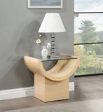 Beverwil End Table - Art Deco Glamour with Elegant Glass Top and Stunning Geometric Design