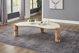 Thor Coffee Table - Modern Elegance with Rich Burl Veneer Legs and Sleek White Resin Top Design