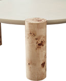 Thor Coffee Table - Modern Elegance with Rich Burl Veneer Legs and Sleek White Resin Top Design