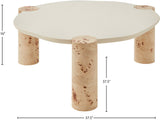 Thor Coffee Table - Modern Elegance with Rich Burl Veneer Legs and Sleek White Resin Top Design