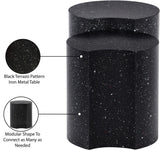 Dimple Black End Table - Contemporary Iron Design with Stylish Terrazo Pattern for Modern Spaces
