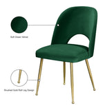 Logan Contemporary Dining Chair Set with Comfortable Foam Cushioning and Elegant Gold Legs