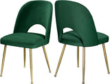 Logan Contemporary Dining Chair Set with Comfortable Foam Cushioning and Elegant Gold Legs