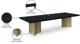 Immerse Contemporary Dining Table with Black Lacquer Top & Gold Stainless Steel Base, 84-123.5" W